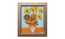 กรอบรูปภาพสีน้ำมันดอกไม้ใส่กระถาง